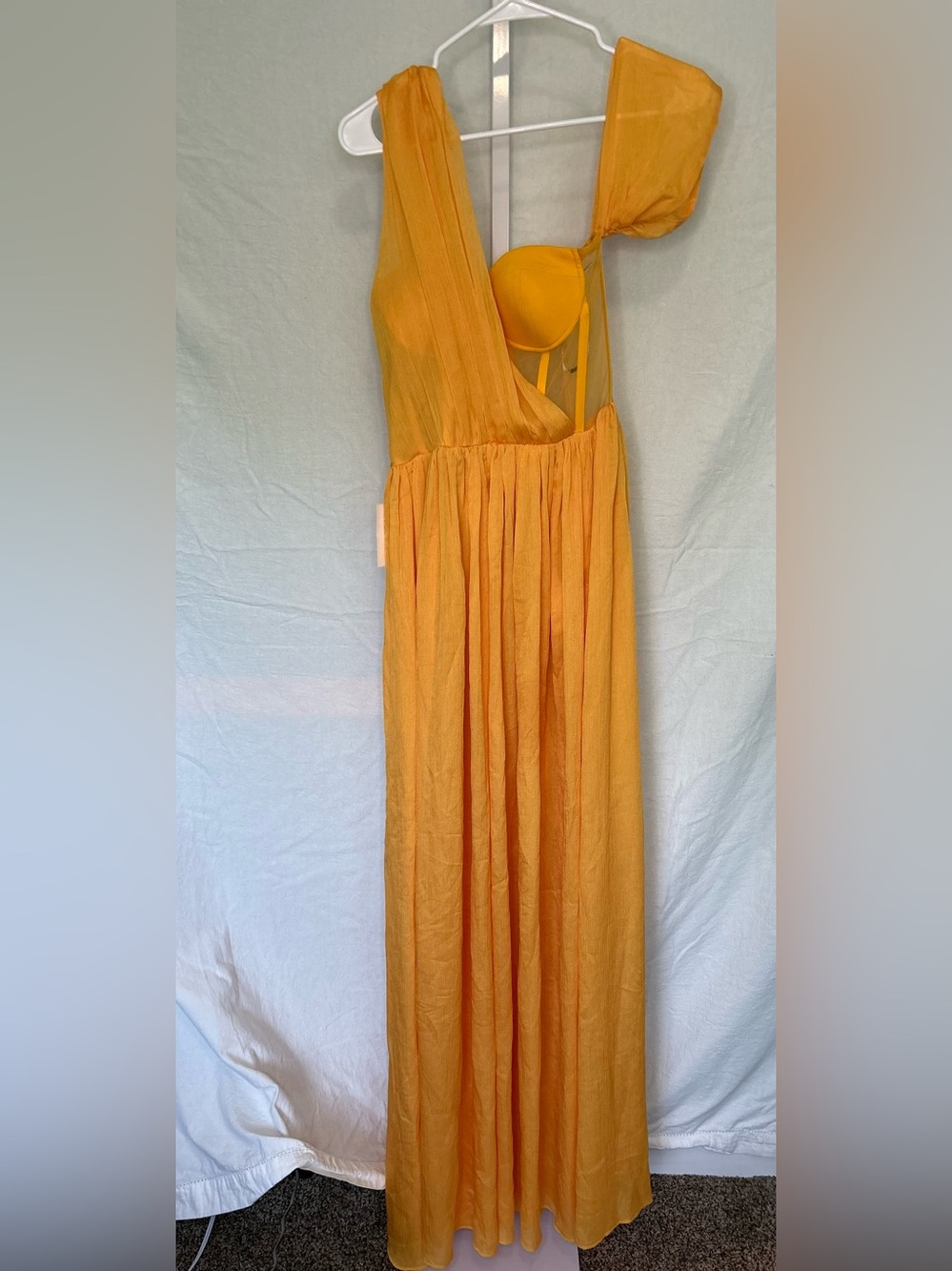 Miss Circle Back In Style Silk Corset High Slit Maxi Dress Marigold NWT - Picture 6 of 12